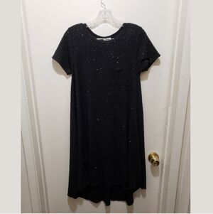 Lularoe black elegant sz medium pocket Carly gem embellished dress